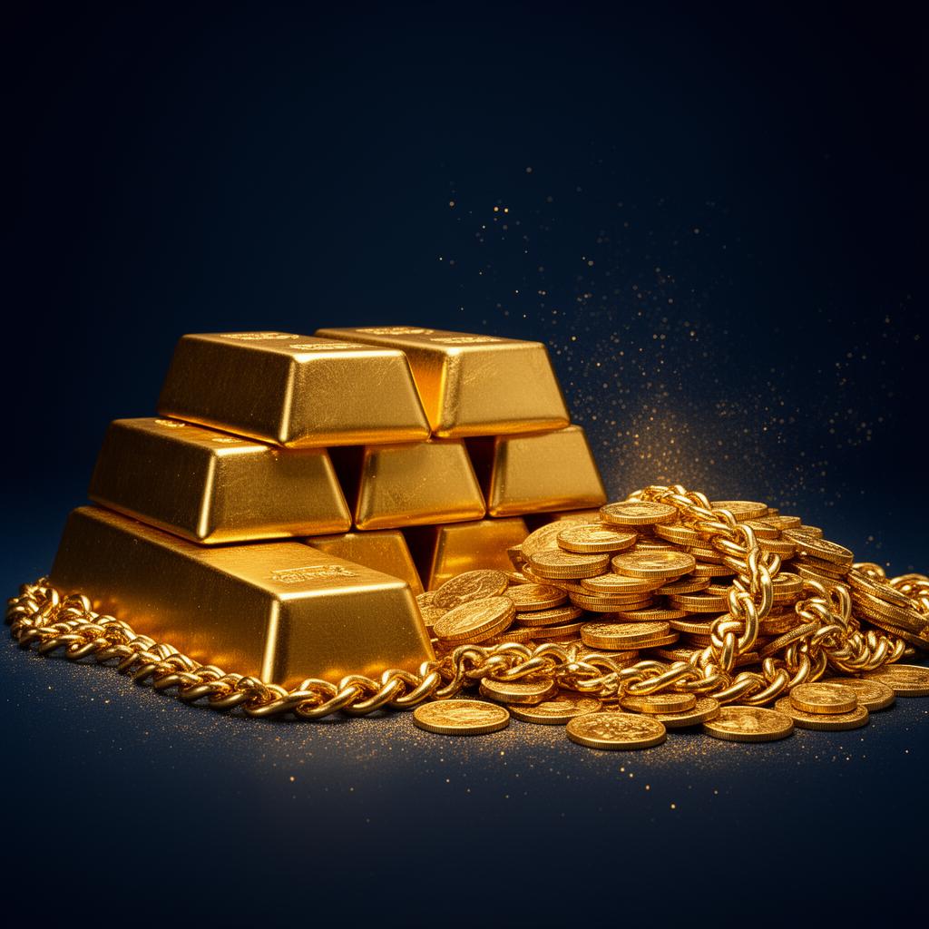 Barras e moedas de ouro